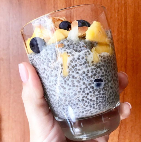 Mango, Blueberry & Toasted Coconut Chia Pudding