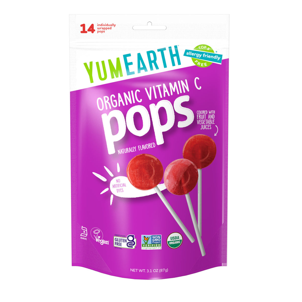 Yum Earth Organic Vitamin C Pops Lollipops 87g