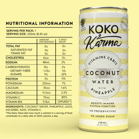 Koko & Karma Coconut Water - Vitamin C & Pineapple 250ml x 12