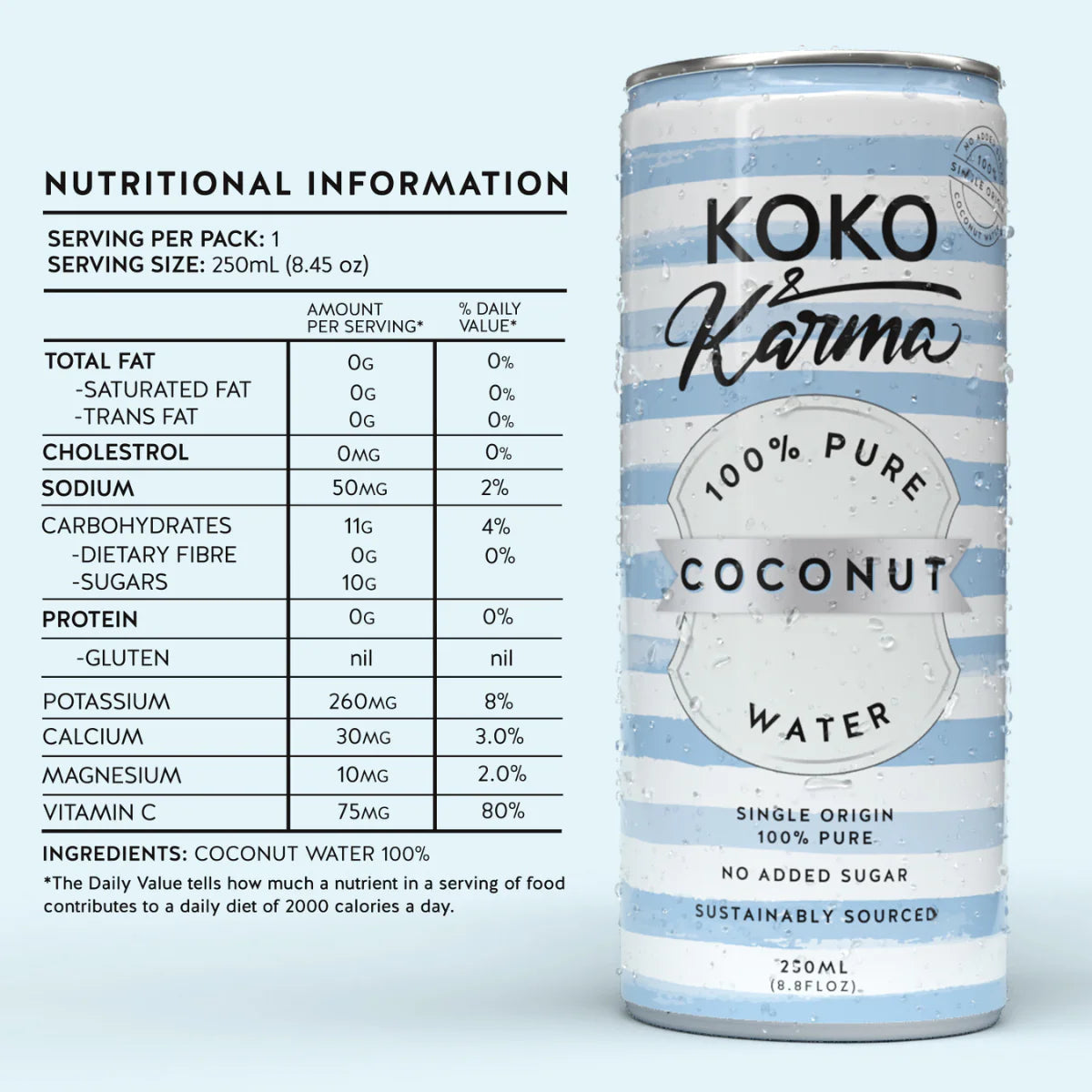 Koko & Karma Coconut Water - 100% Pure 250ml x 12