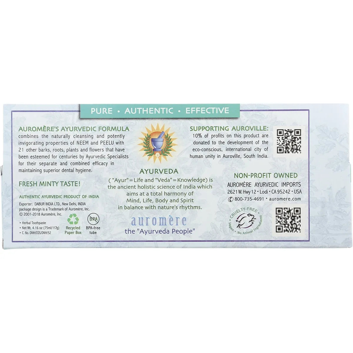 Auromere Mint Toothpaste 117g x 6