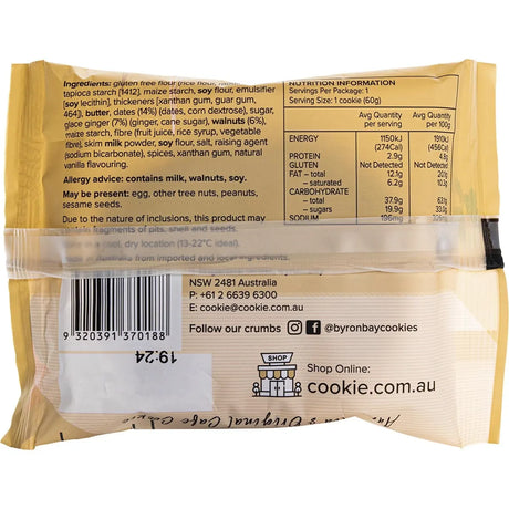 Byron Bay Cookies Gluten Free Sticky Date & Ginger 60g x 12