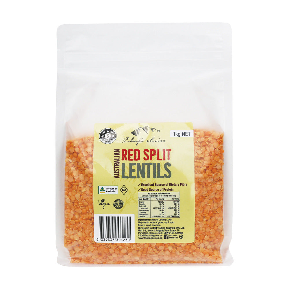 Chef's Choice Australian All Natural Red Lentils Split 1kg