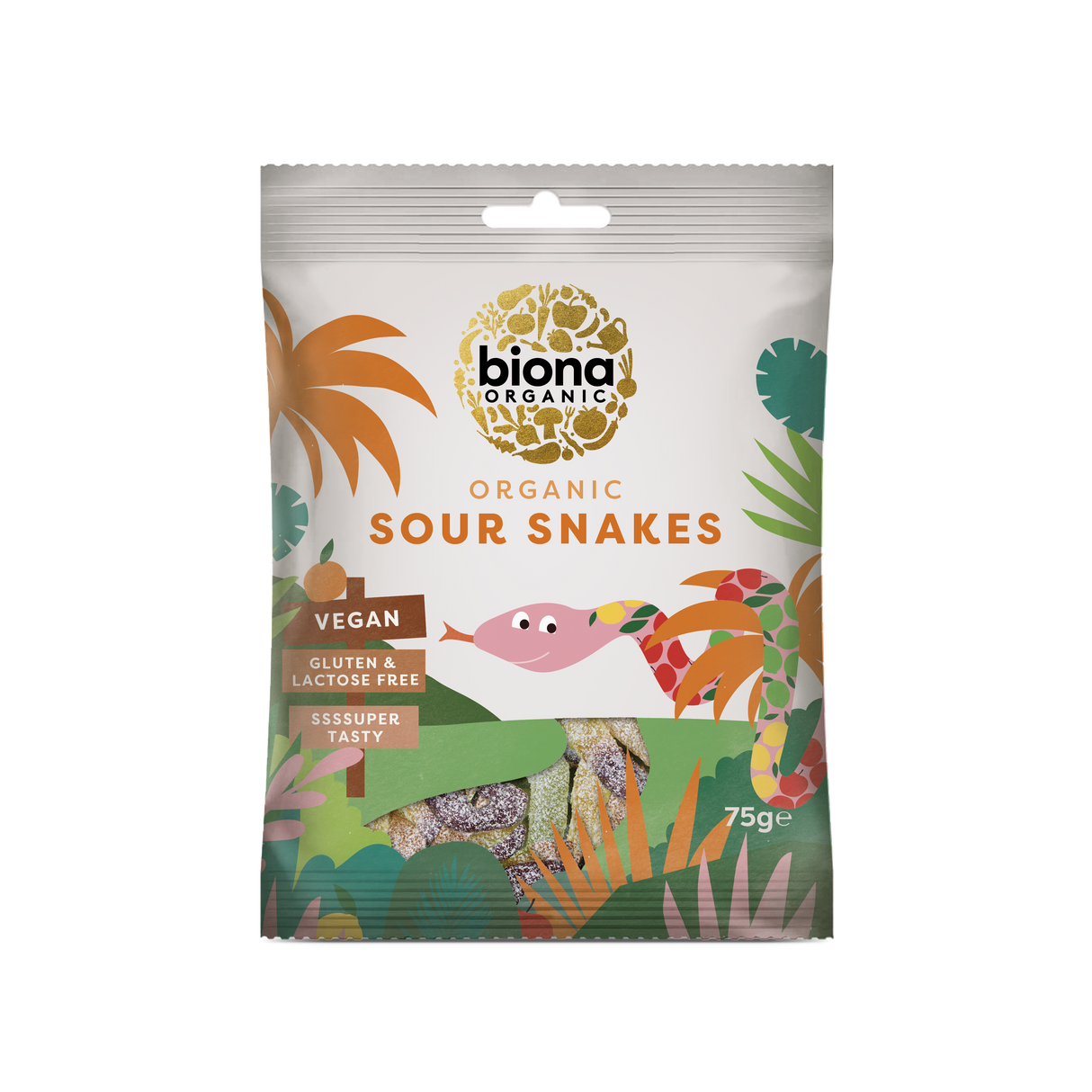 Biona Organic Confection Sour Snakes Org 75g x 10 Packets