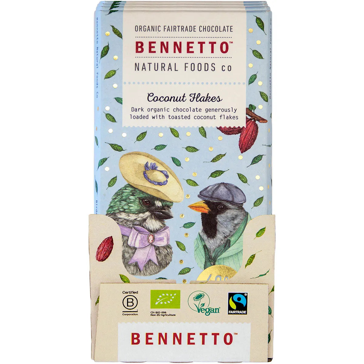 Bennetto Organic Dark Chocolate Coconut flakes 80g x 12