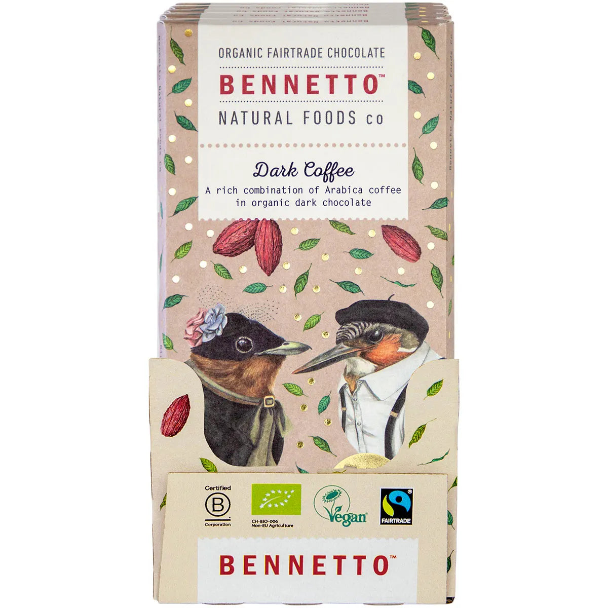 Bennetto Organic Dark Chocolate Dark Coffee 80g x 12