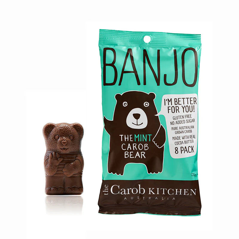 The Carob Kitchen Banjo Carob Mint Bear 8 Pack 120g