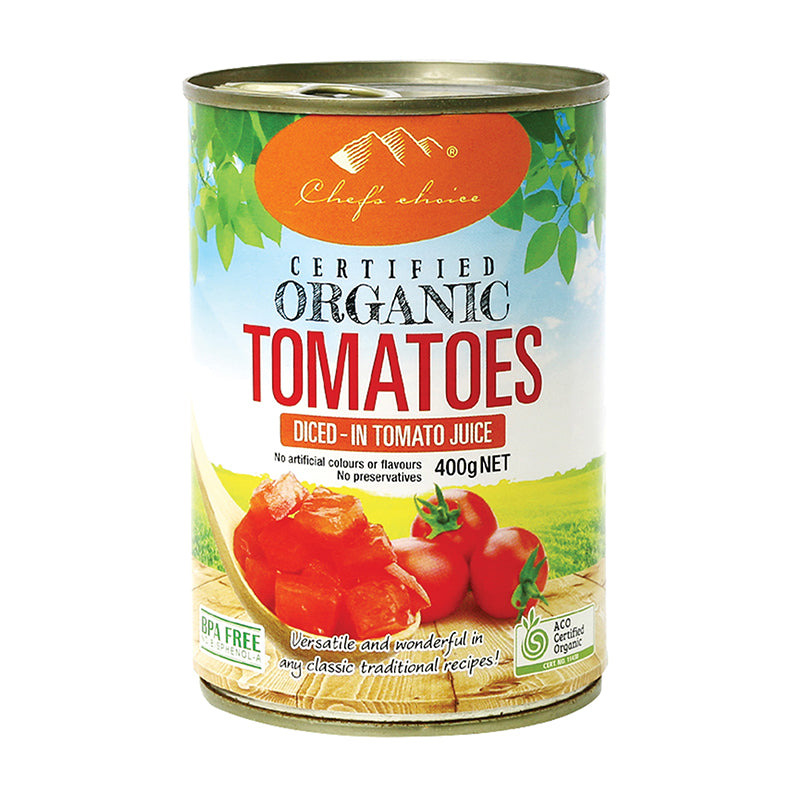 Chef's Choice Certified Organic Diced Tomatoes 400g