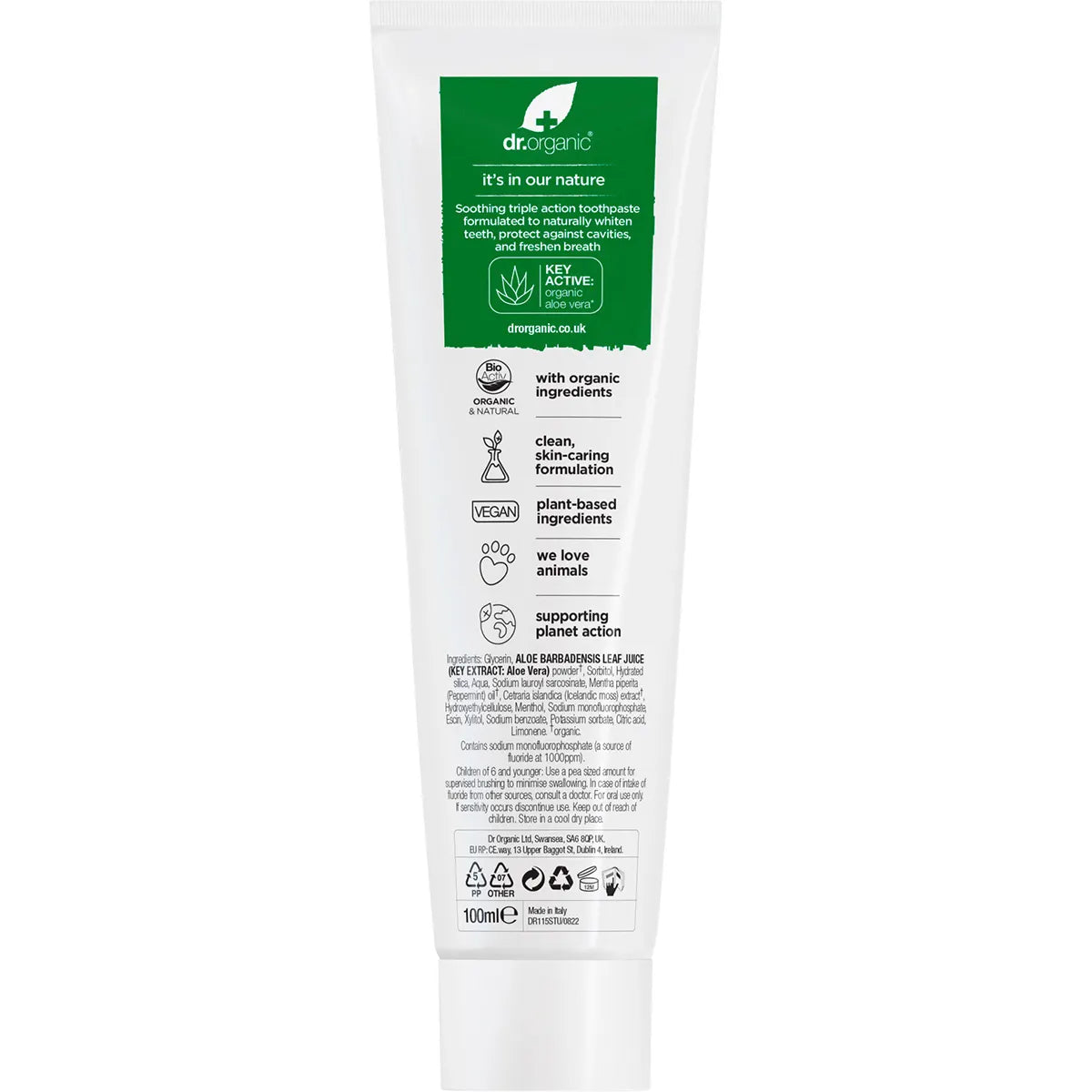 Dr Organic Toothpaste Whitening Organic Aloe Vera 100ml