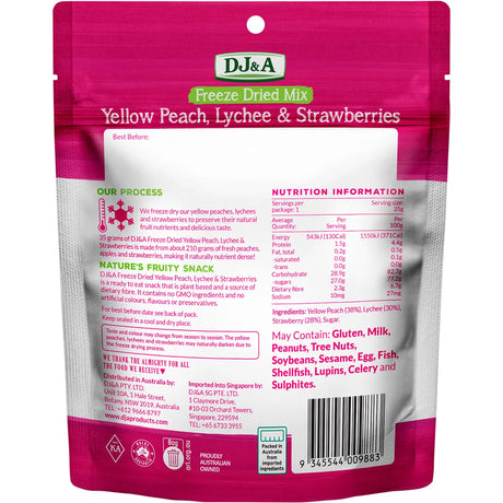 DJ&A Freeze Dried Yellow Peach, Lychee & Strawberries 10x35g