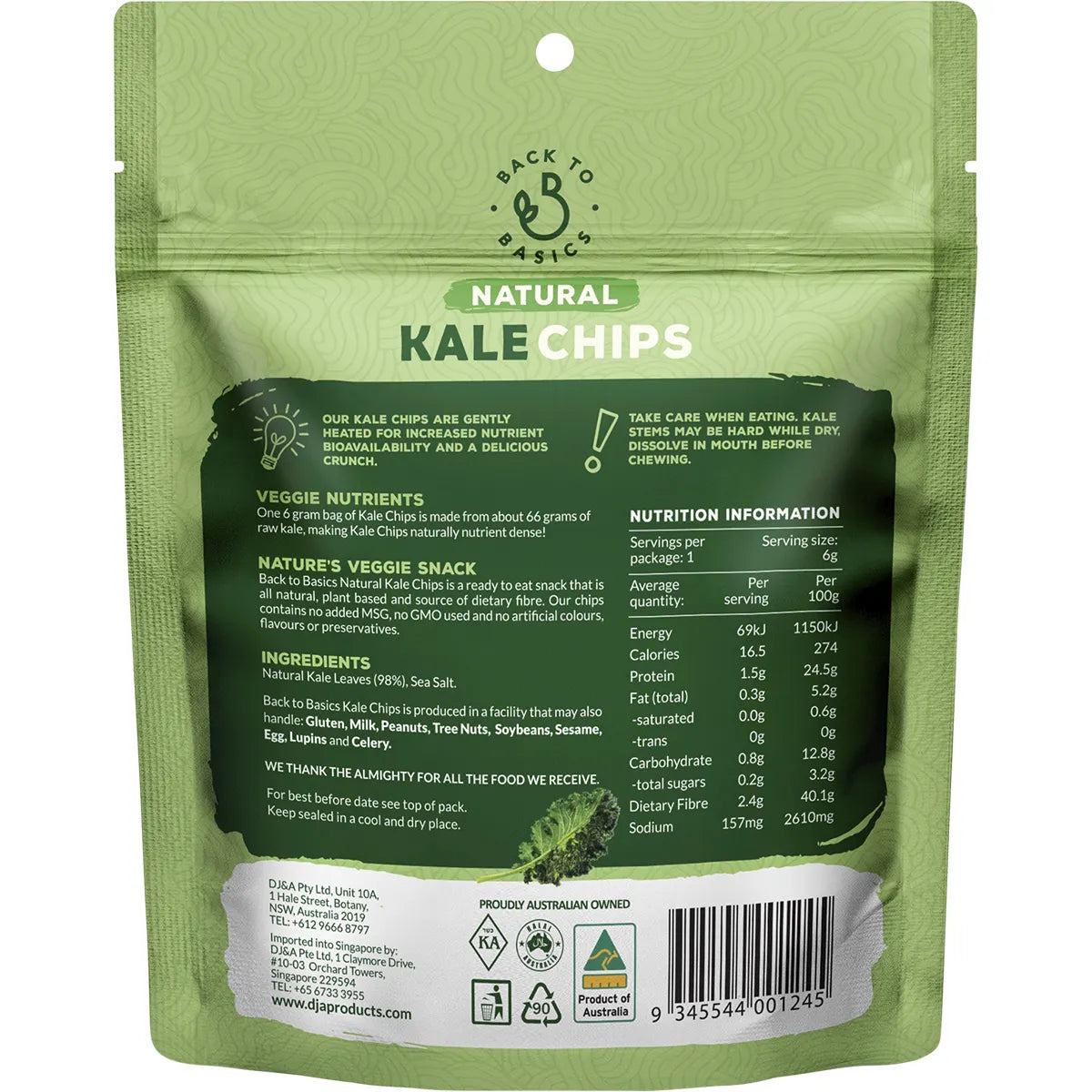 Back to Basics Natural Kale Chips 10x6g