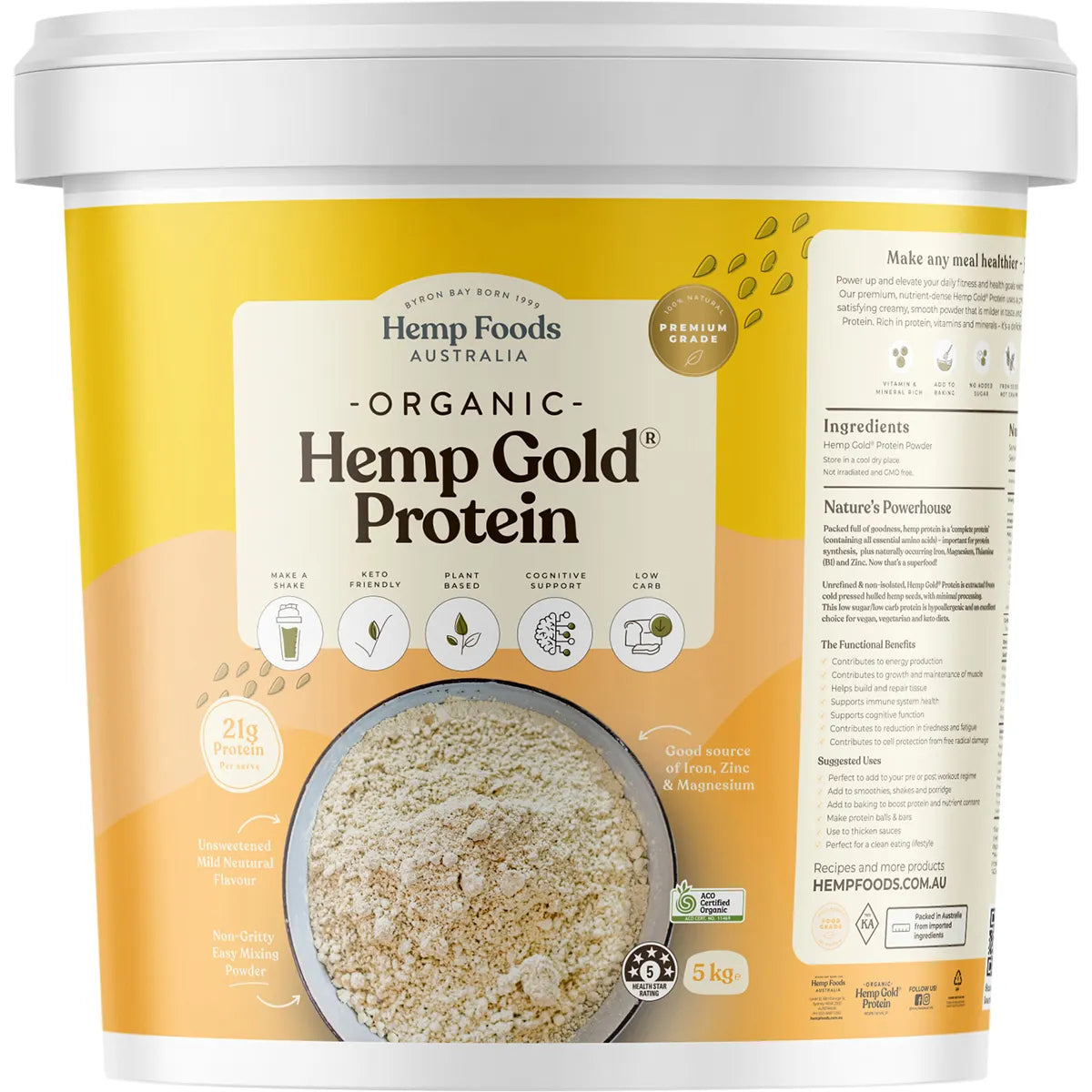 Hemp Foods Australia Organic Hemp Gold Protein 5kg