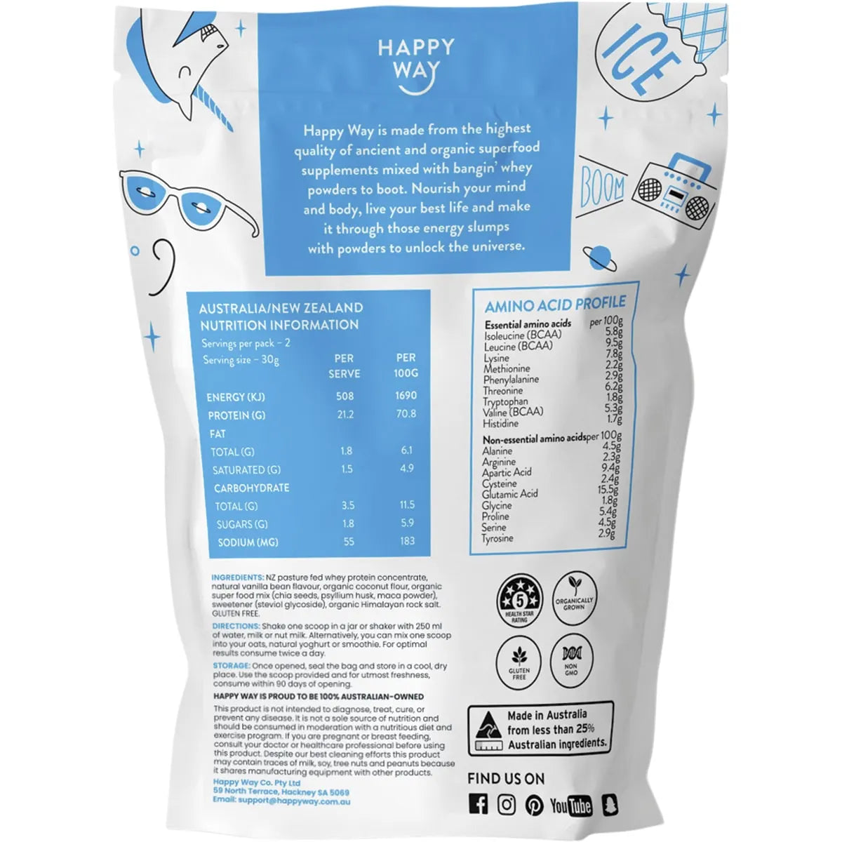 Happy Way Whey Protein Powder Vanilla