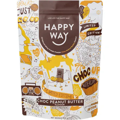 Happy Way Whey Protein Powder Choc Peanut Butter 500g