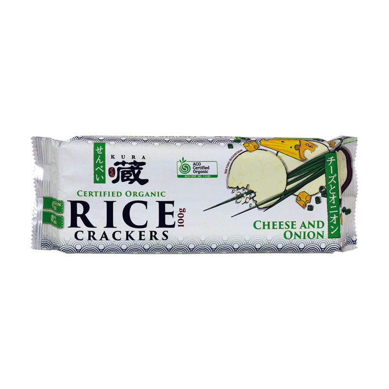 Kura Organic Cheese & Onion Rice Crackers 100g