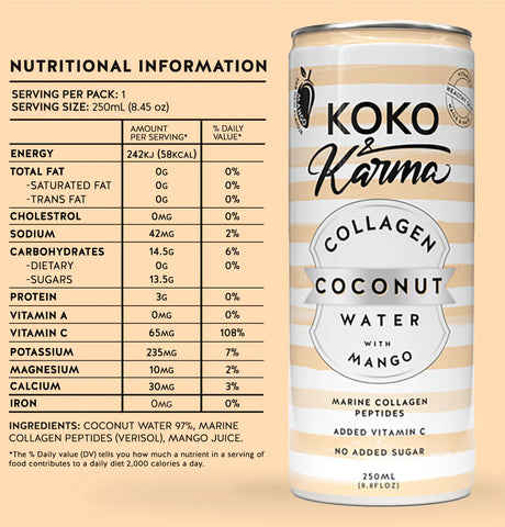 Koko & Karma Coconut Water - Collagen & Mango 250ml x 12