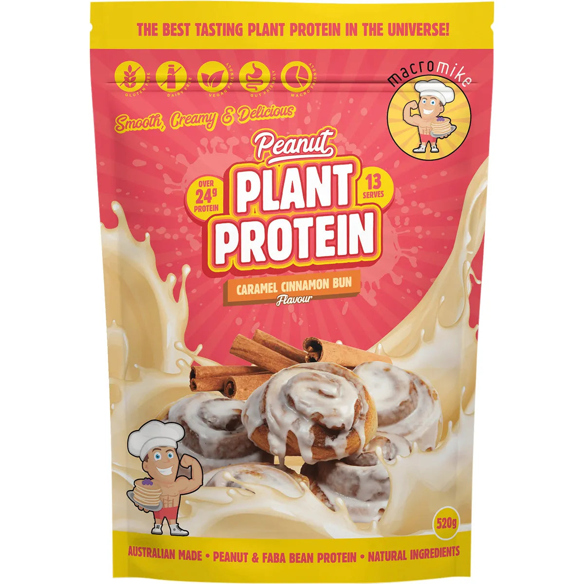 Macro Mike Peanut Plant Protein Caramel Cinnamon Bun 520g