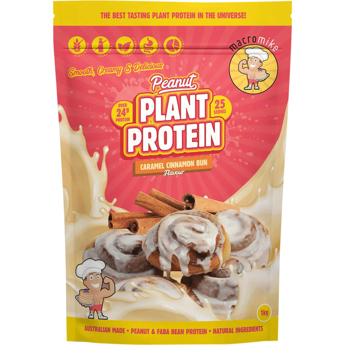 Macro Mike Peanut Plant Protein Caramel Cinnamon Bun 1kg