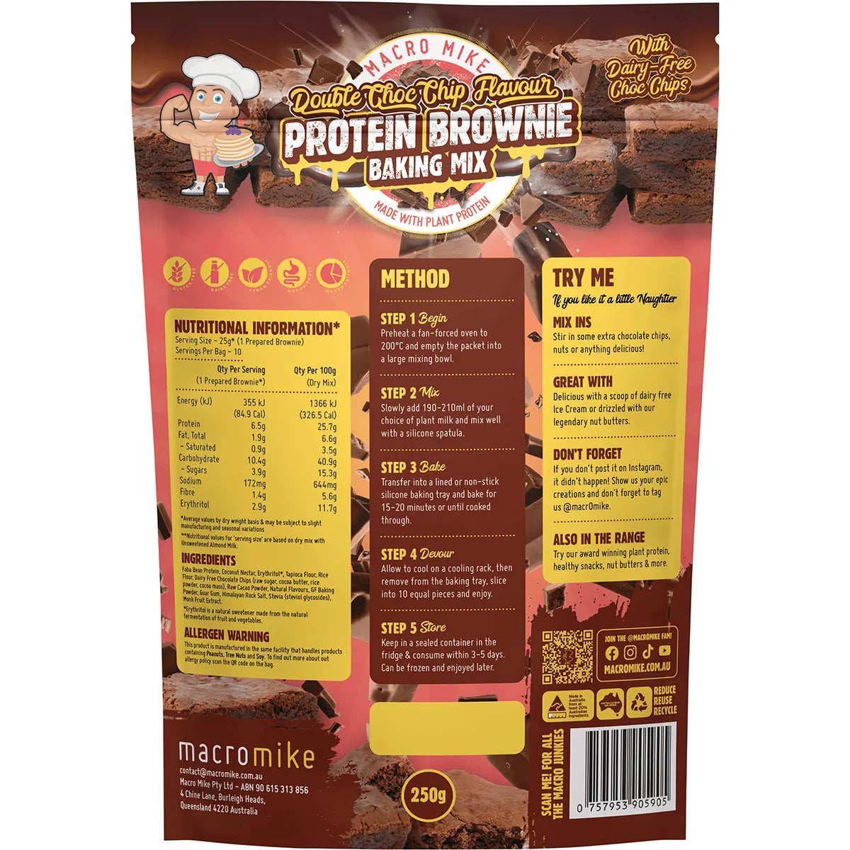 Macro Mike Protein Brownie Baking Mix Double Choc 250g