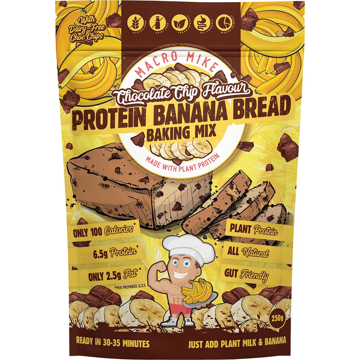 Macro Mike Protein Banana Bread Baking Mix Chocolate Chip 250g