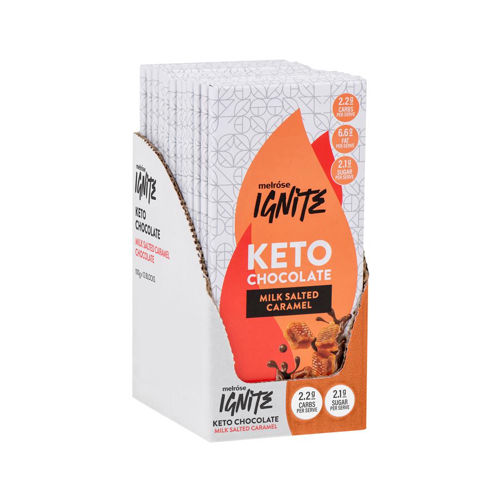 Melrose Ignite Keto Salted Caramel Milk Chocolate 100g x 12