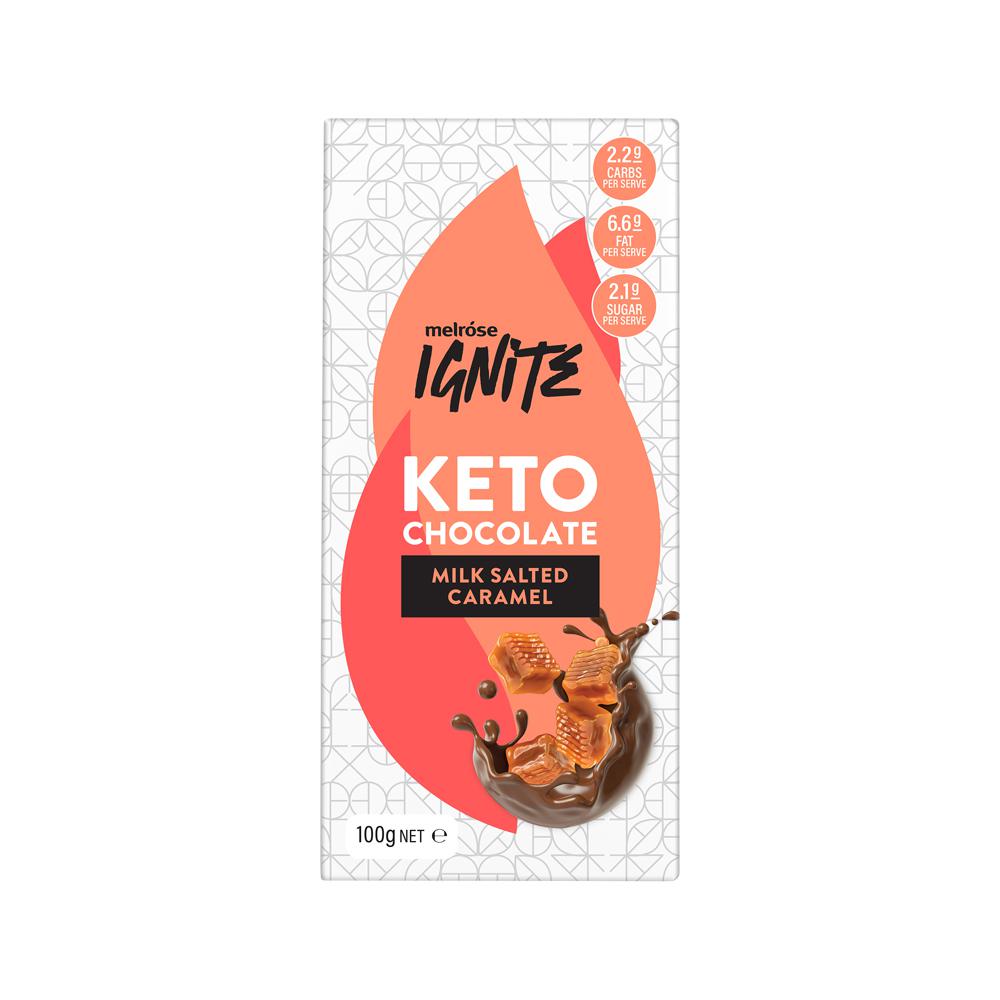 Melrose Ignite Keto Salted Caramel Milk Chocolate 100g x 12