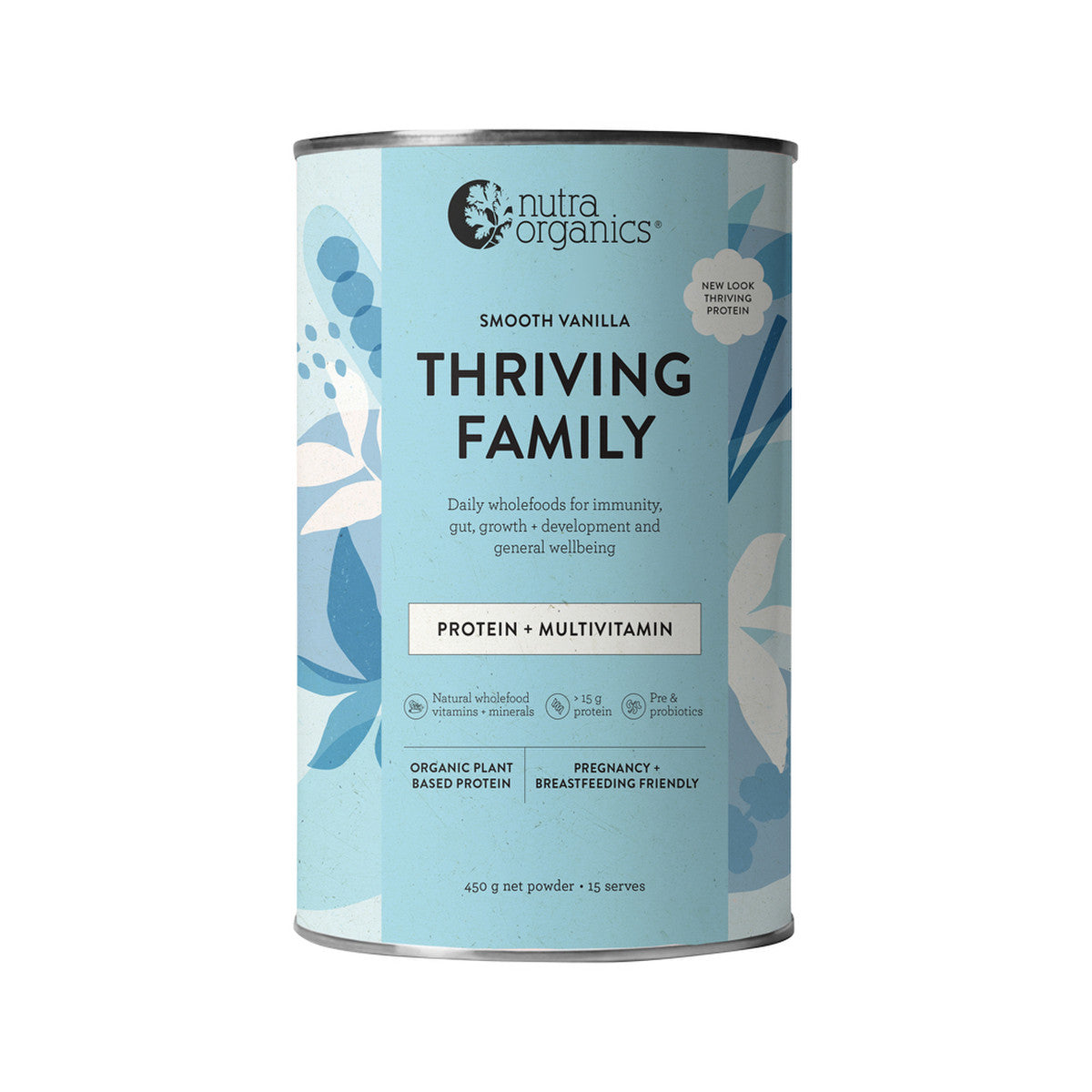 Nutra Organics Thriving Protein (Organic Pea Rice Blend) Smooth Vanilla 450g