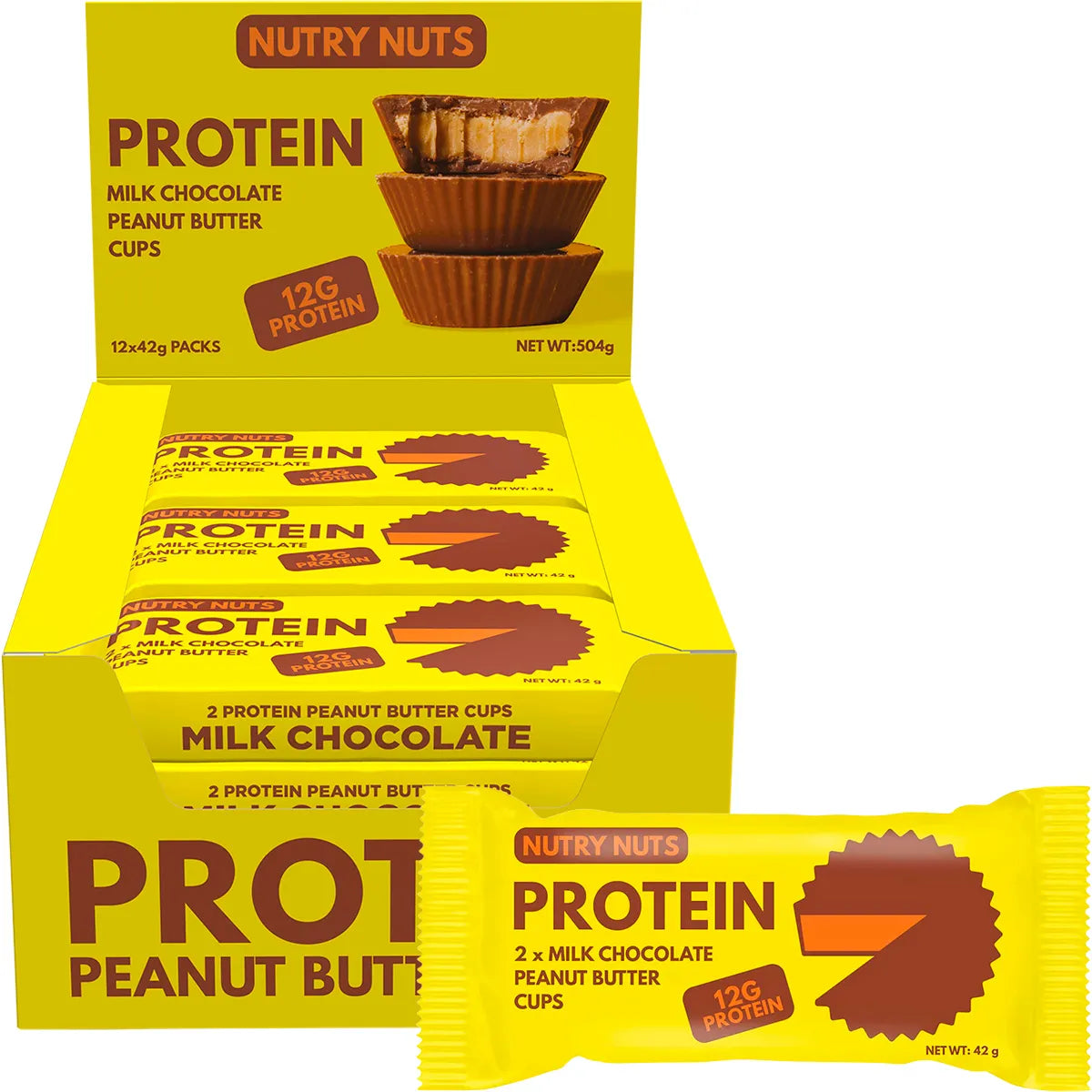 Nutry Nuts Protein Peanut Butter Cups - Milk Chocolate 42g x 12