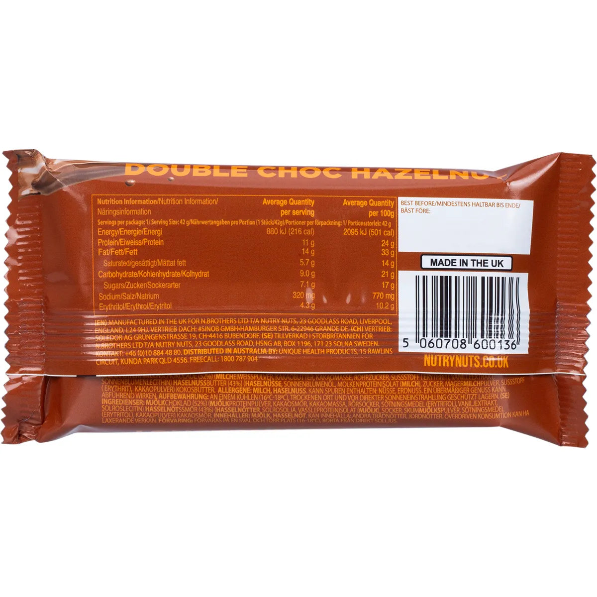 Nutry Nuts Protein Hazelnut Butter Cups - Double Choc 42g x 12