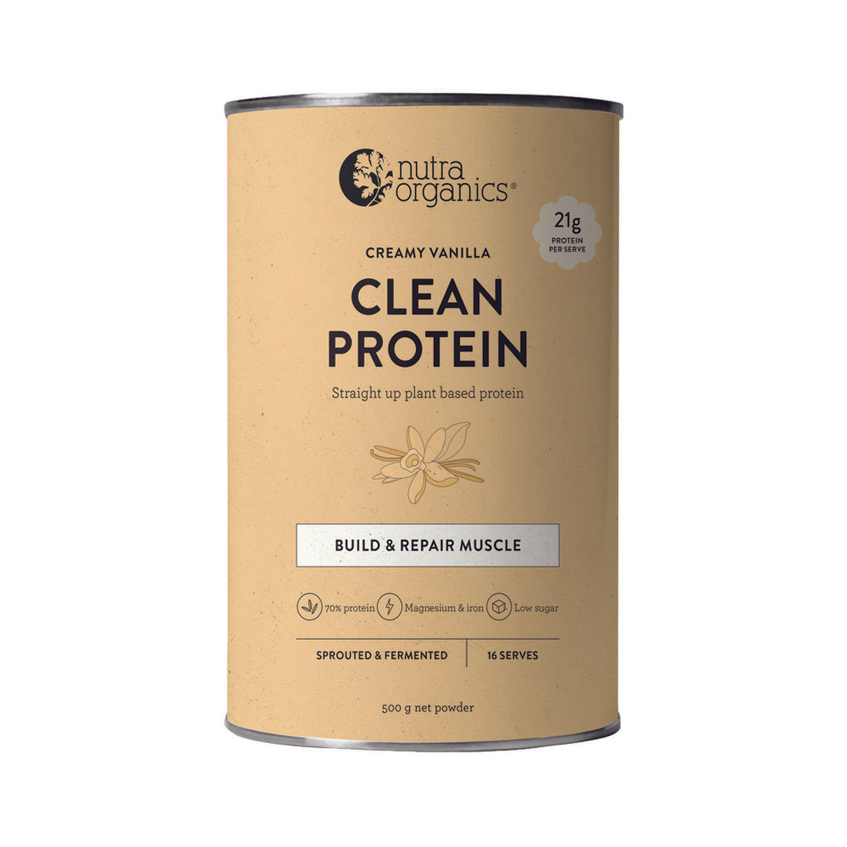 Nutra Organics Clean Protein Creamy Vanilla 500g CLEARANCE