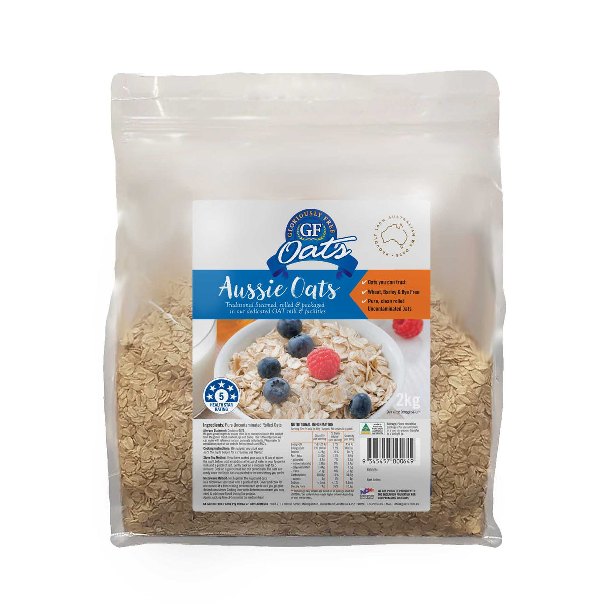 Gloriously Free Uncontaminated Oats 2kg