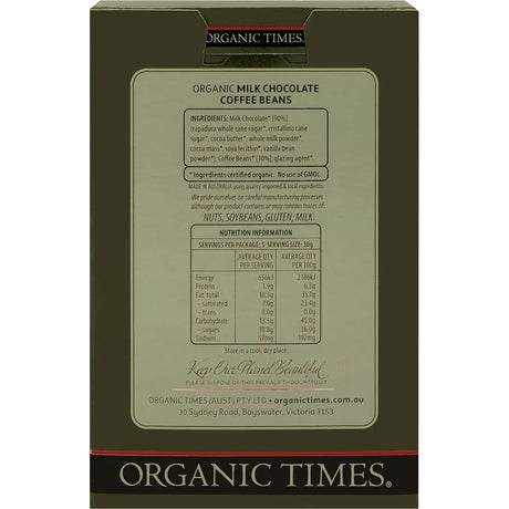 Organic Times Milk Chocolate & Coffee Beans 150g