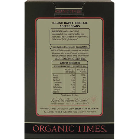 Organic Times Dark Chocolate & Coffee Beans 150g