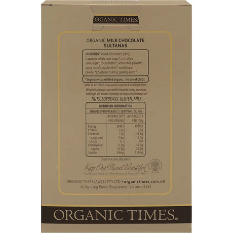 Organic Times Milk Chocolate Sultanas 150g