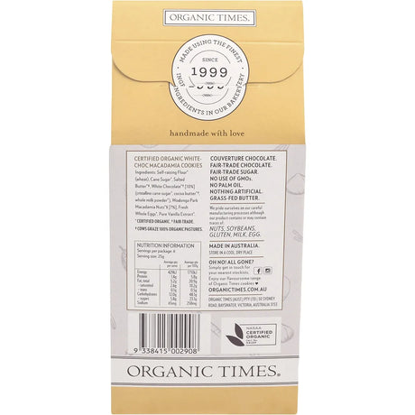 Organic Times Cookies Organic White Choc Macadamia 150g