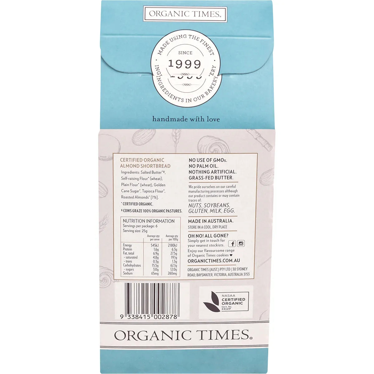 Organic Times Cookies Organic Almond Shortbread 150g