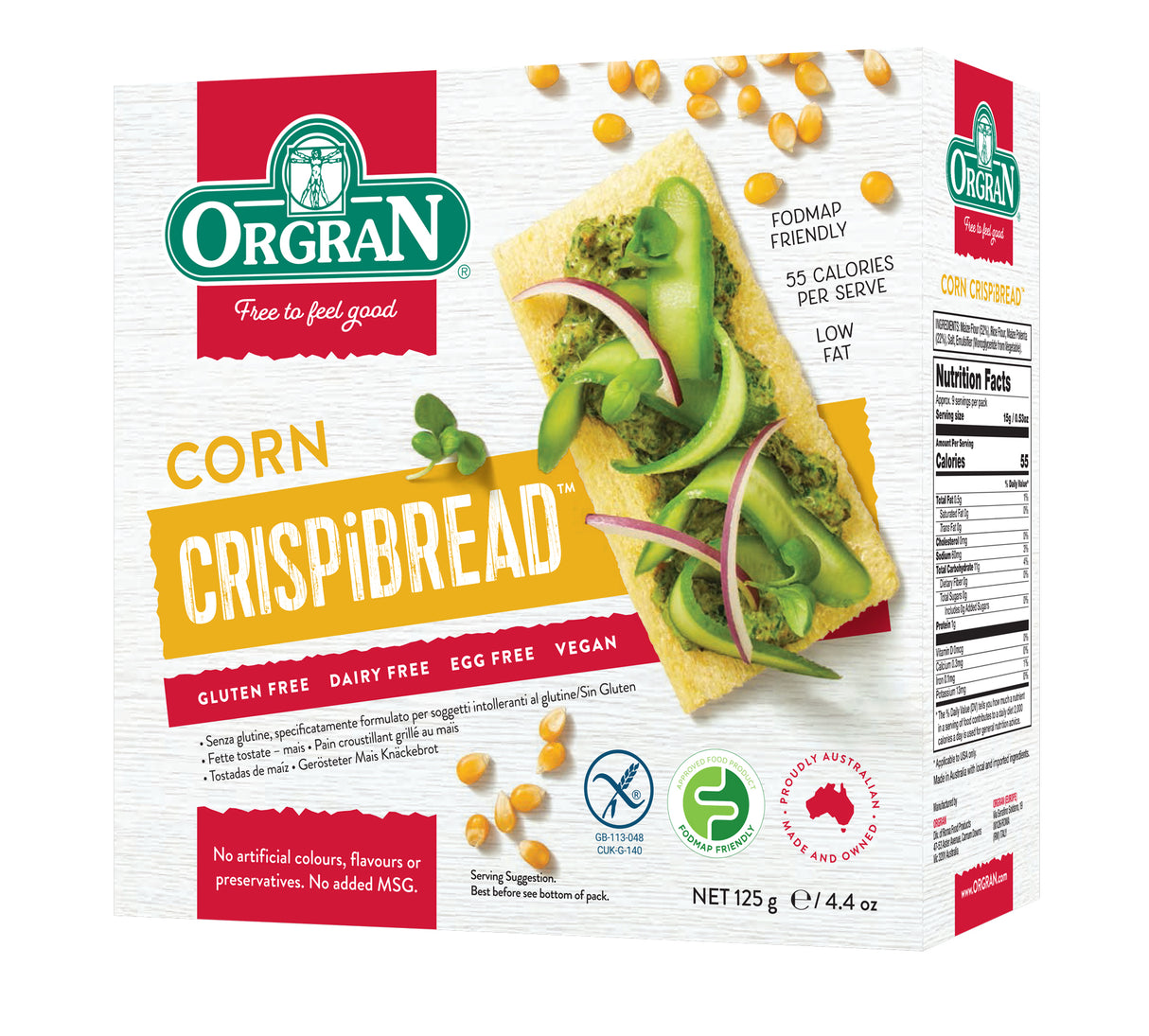 Orgran Gluten Free Crispibread Corn 125g x 6