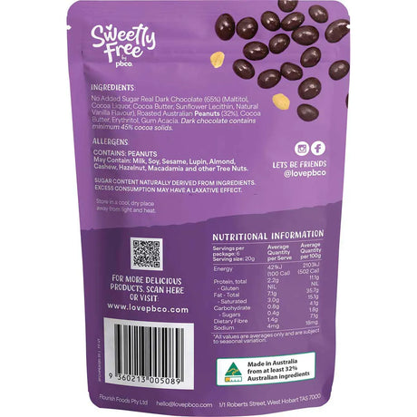 PBCo Sweetly Free Peanuts Dark Chocolate 120g