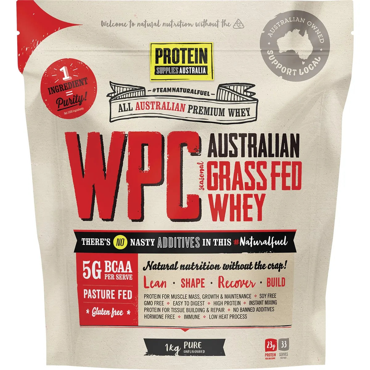 Protein Supplies Australia  WPC Whey Protein Concentrate Pure 1kg