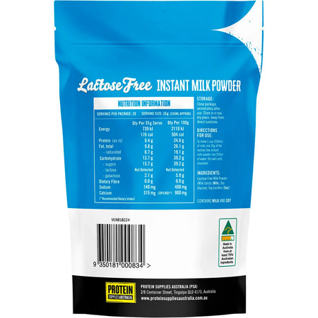 Protein Supplies Australia  Instant Milk Powder Lactose Free 1kg