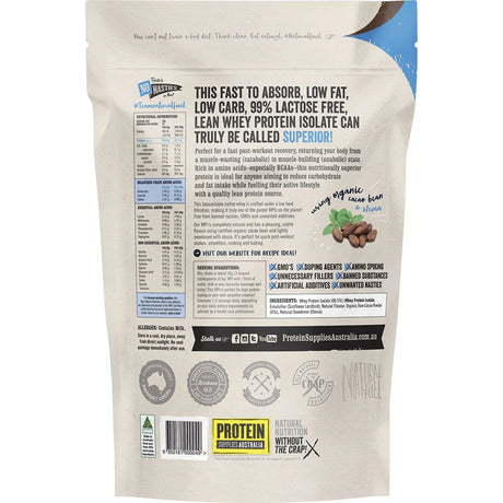 Protein Supplies Australia Whey Protein Isolate Chocolate 1kg