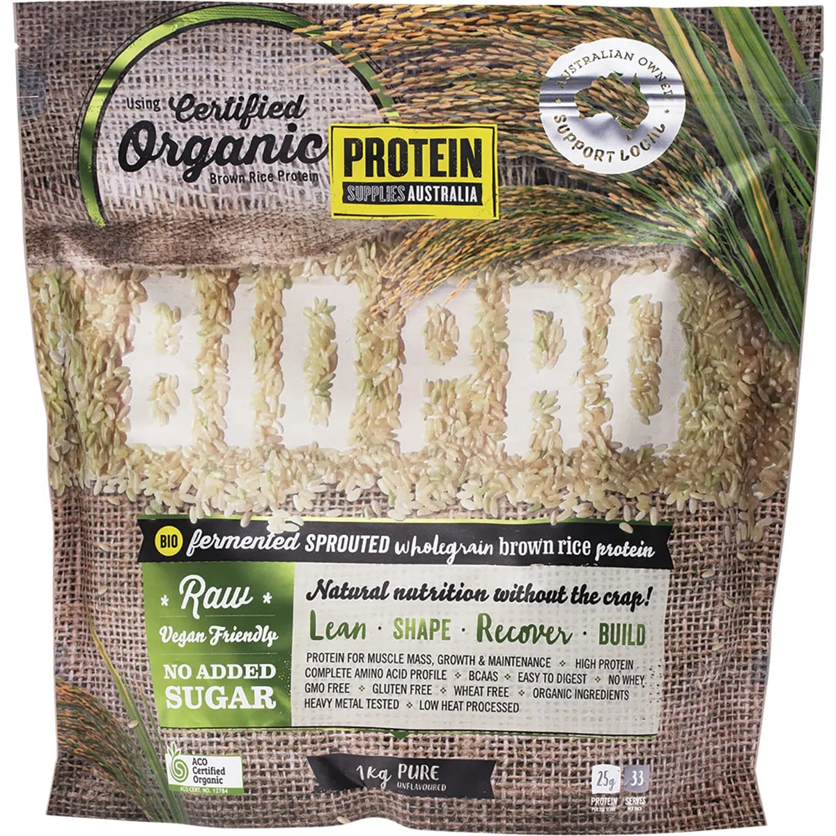 Protein Supplies Australia  BioPro Sprouted Brown Rice Pure 1kg