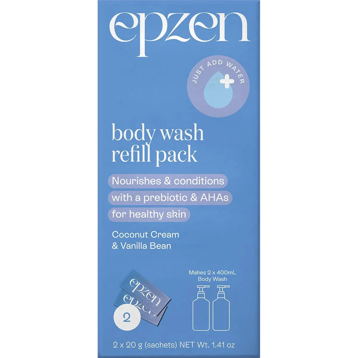 Epzen Body Wash Refill Pack Coconut Cream & Vanilla Bean 2pk