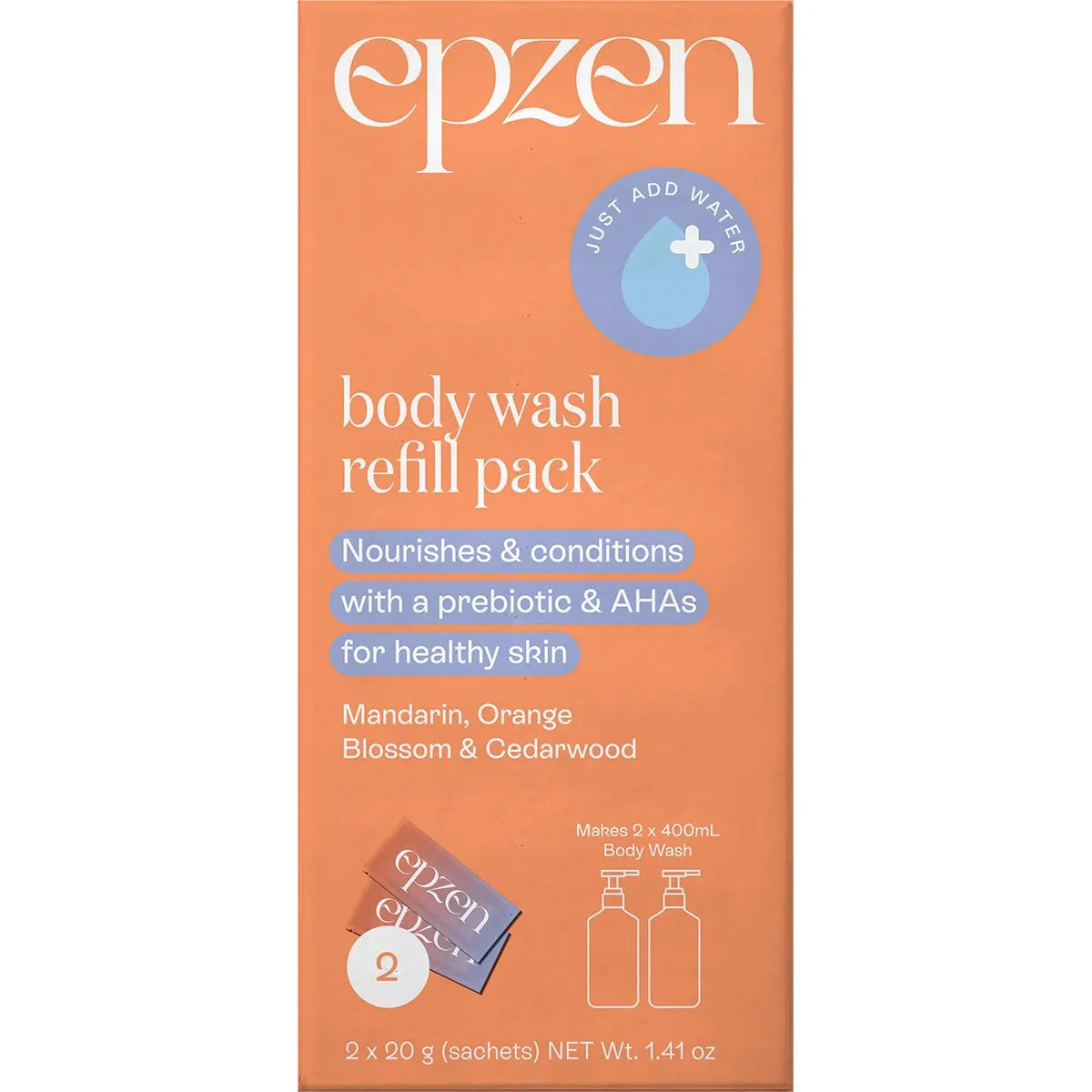 Epzen Body Wash Refill Pack Mandarin Orange Blossom & Cedarwood 2pk