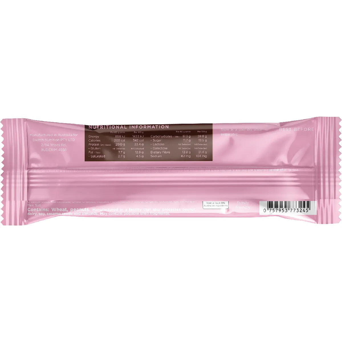 Switch Nutrition Plant Protein Bar 60g x 12 - Choc Rocky Road