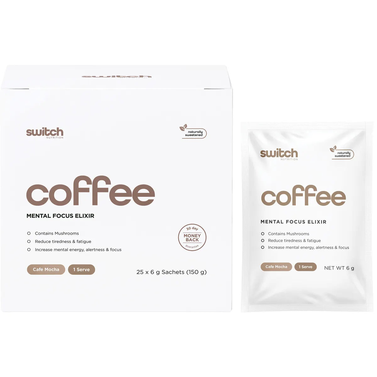 Switch Nutrition Coffee Mental Focus Elixir 6g x 25pk - Cafe Mocha