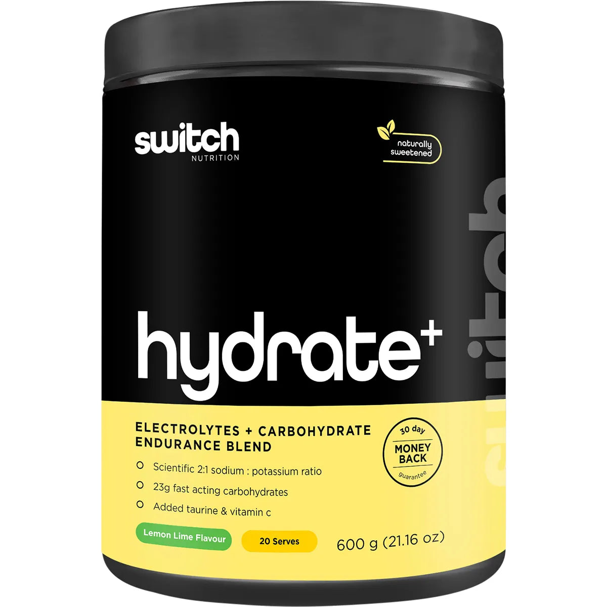 Switch Nutrition Hydrate+ Electrolytes & Carbohydrate 600g - Lemon Lime