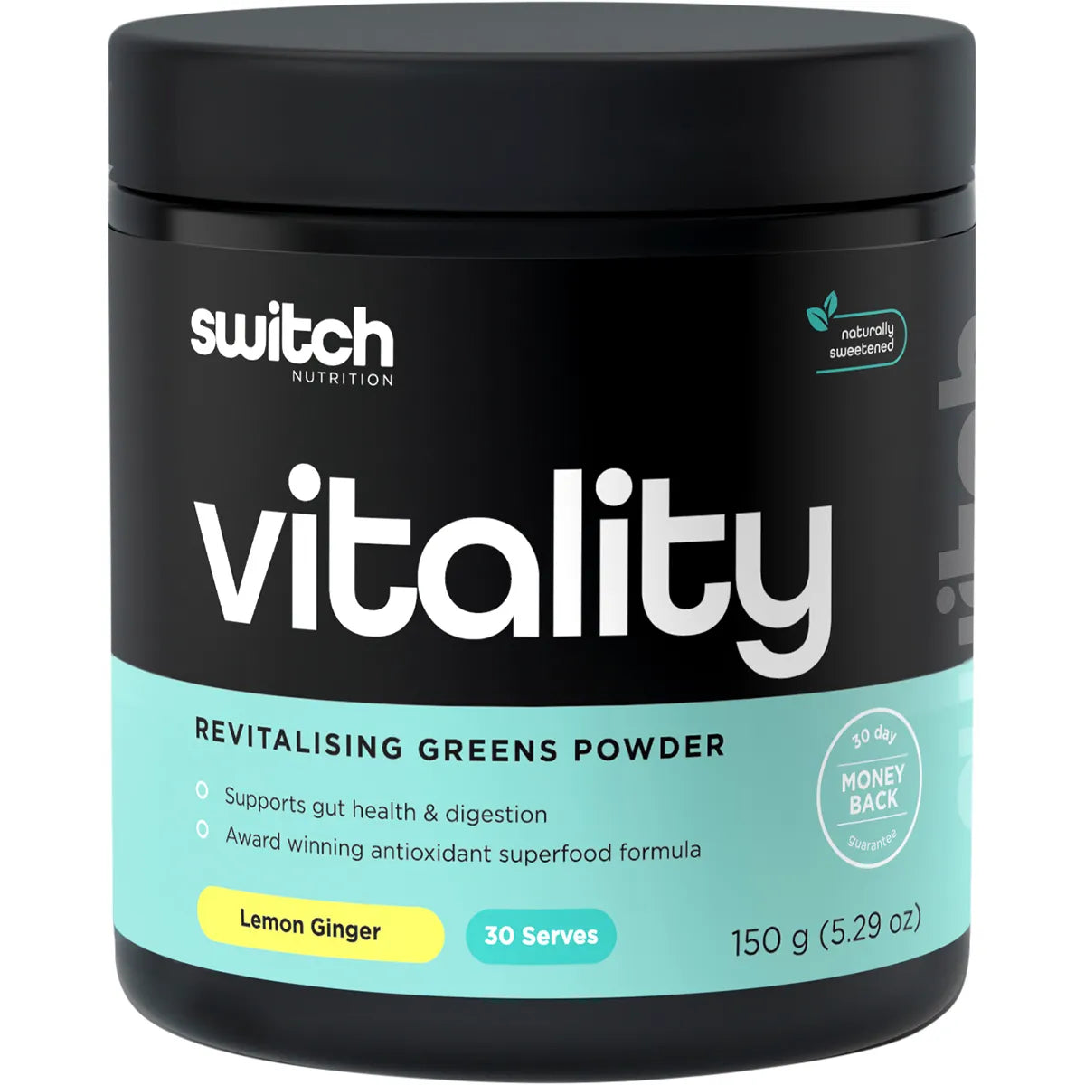 Switch Nutrition Vitality Revitalising Greens Powder 150g - Lemon Ginger