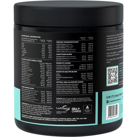 Switch Nutrition Vitality Revitalising Greens Powder 150g - Lemon Ginger