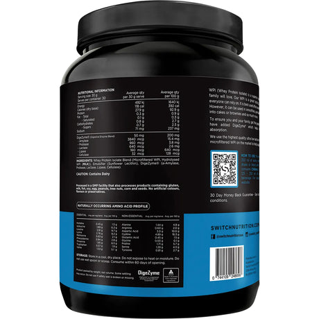 Switch Nutrition WPI Premium Whey Protein Isolate Unflavoured 900g